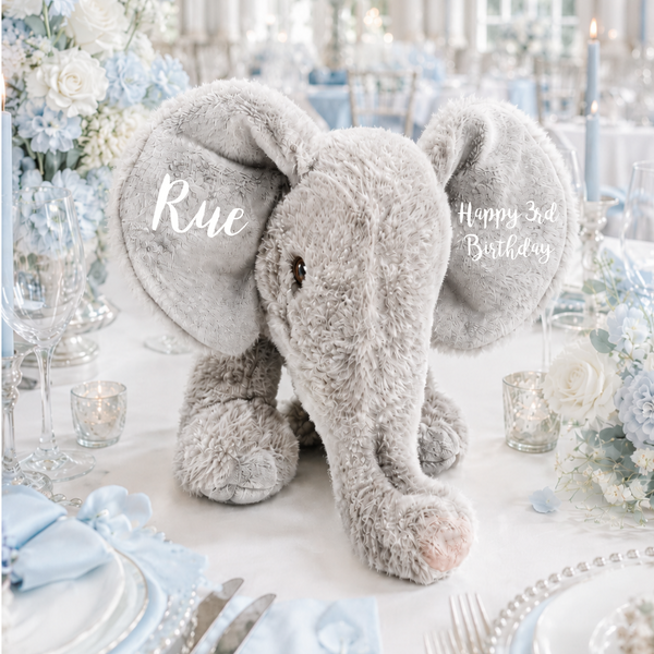 Personalised Eco-Friendly Birthday Elephant Soft Toy