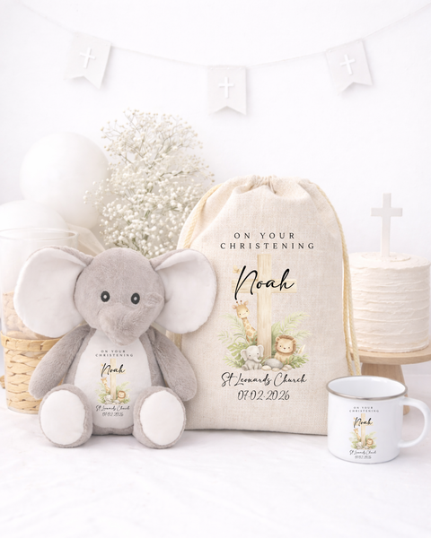 Personalised Christening Cross Teddy Bear & Gift Set
