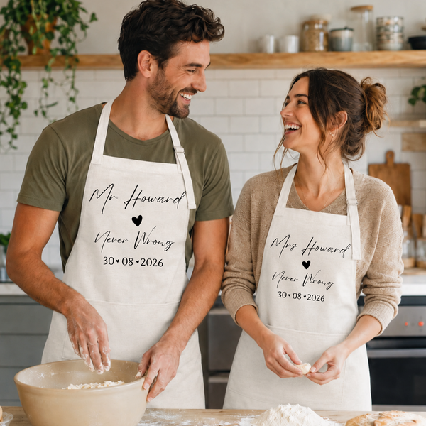 Personalised Mr & Mrs Cooking Apron Gift Set
