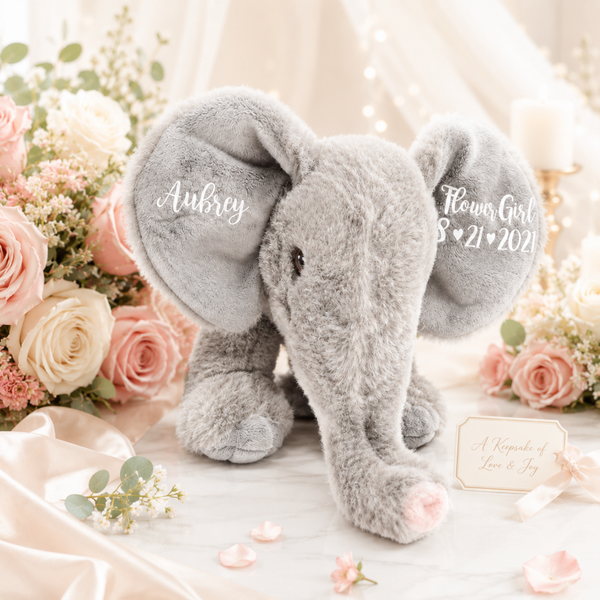 Regalo personalizado de elefante ecológico para regalos de niña de flores