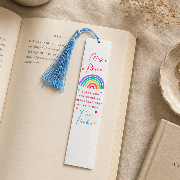 Personalised Teacher Bookmark | Rainbow Thank You Gift