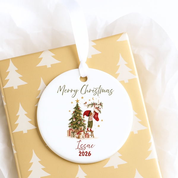 Personalised Ceramic Christmas Bauble – Name & Year Tree Decoration
