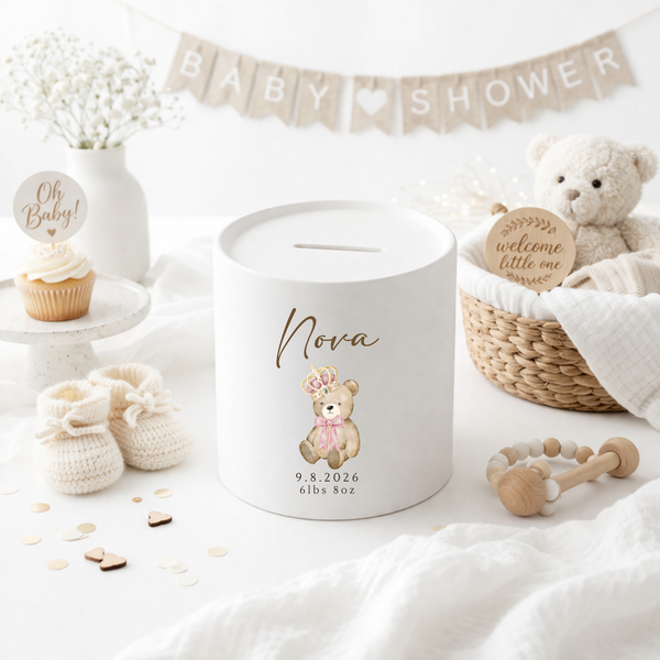 Personalised Bear Soft Toy Christening Gift | Custom Name Teddy