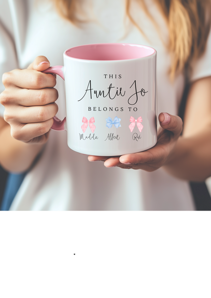 Personalised Christmas Bow Mug – Custom Festive Gift for Mum, Auntie, Nanny & Grandma