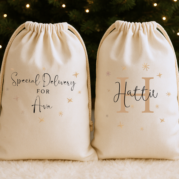 Personalised Christmas Star Present Sack