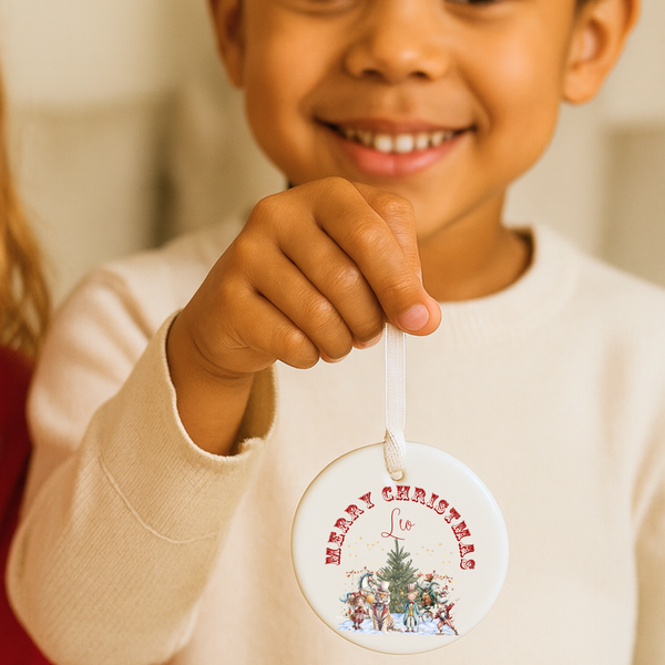 Personalised Circus Christmas Ornament – Custom Ceramic Hanging Decoration | Family Keepsake, Baby’s First Xmas, Festive Holiday Gift