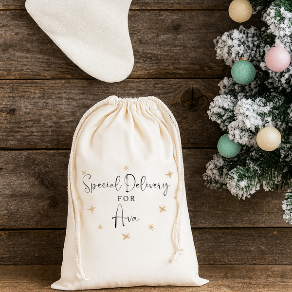 Personalised Christmas Star Present Sack