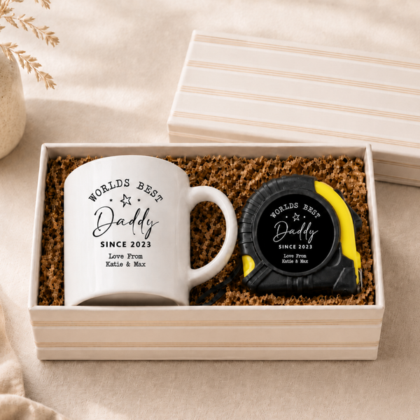 Personalised Dad Gift Set | Mug & Tape Measure Gift Box