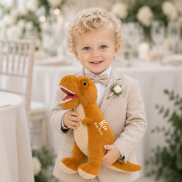 Personalised Eco Friendly Grey Trex Dinosaur Gift for Page Boy