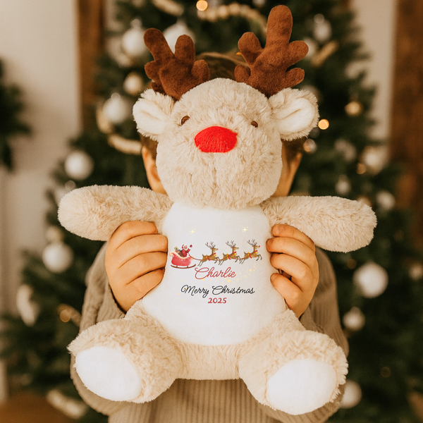 Personalised Christmas Reindeer Soft Toy - Gifts For Kids