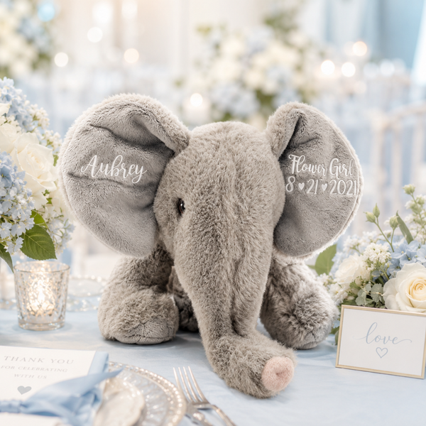 Regalo personalizado de elefante ecológico para regalos de niña de flores
