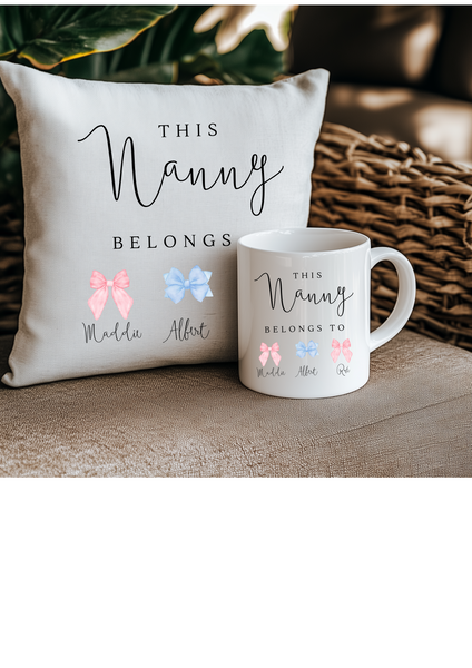 Personalised Christmas Bow Mug – Custom Festive Gift for Mum, Auntie, Nanny & Grandma