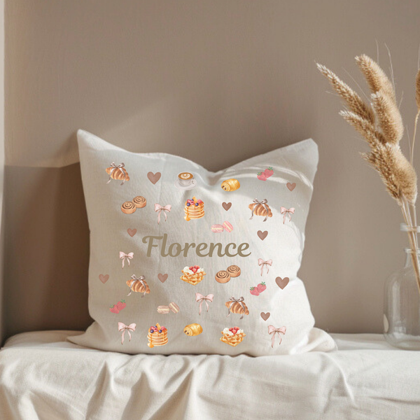 Personalised Breakfast Croissant Cushion For Her