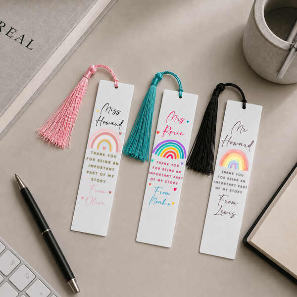 Personalised Teacher Bookmark | Rainbow Thank You Gift