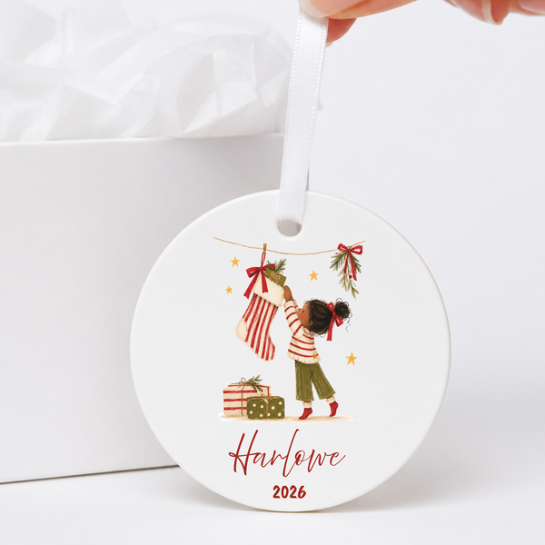 Personalised Ceramic Christmas Bauble – Name & Year Tree Decoration