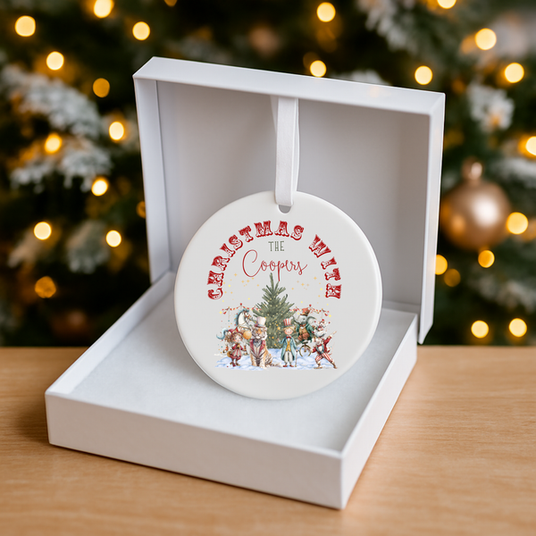 Personalised Circus Christmas Ornament – Custom Ceramic Hanging Decoration | Family Keepsake, Baby’s First Xmas, Festive Holiday Gift