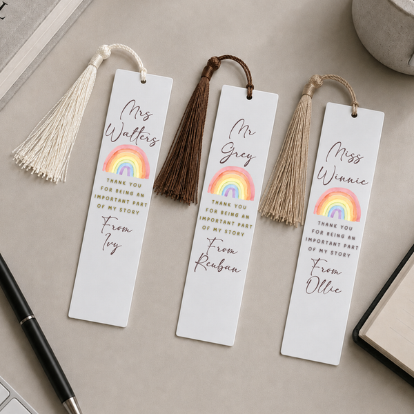 Personalised Teacher Bookmark | Rainbow Thank You Gift