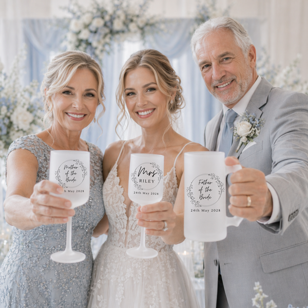 Personalised Wedding Beer & Wine Glass Gift Set