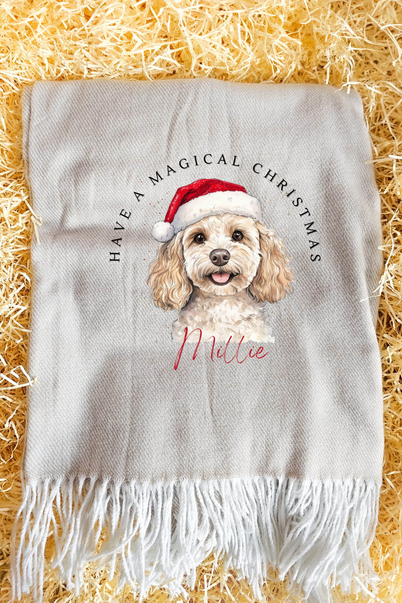 Personalised Christmas Cockapoo Blanket