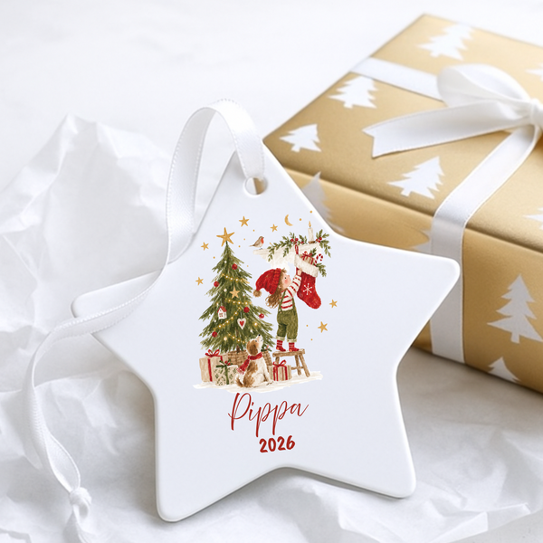 Personalised Ceramic Christmas Bauble – Name & Year Tree Decoration