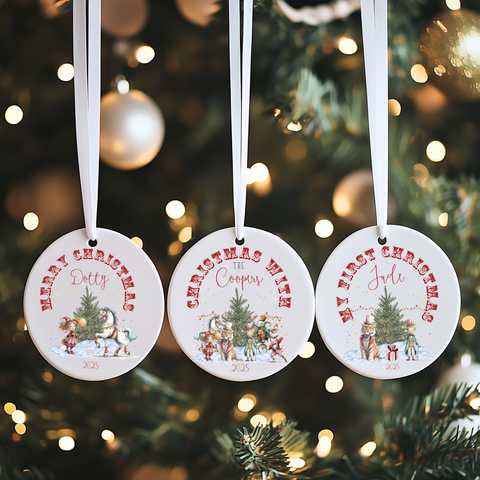 Personalised Circus Christmas Ornament – Custom Ceramic Hanging Decoration | Family Keepsake, Baby’s First Xmas, Festive Holiday Gift
