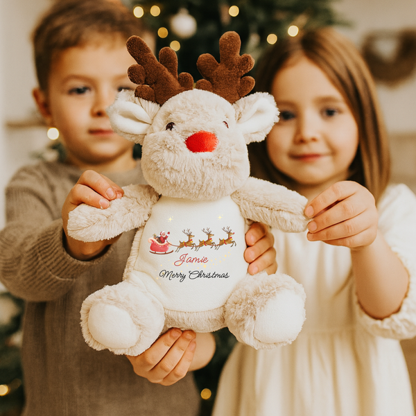 Personalised Christmas Reindeer Soft Toy - Gifts For Kids