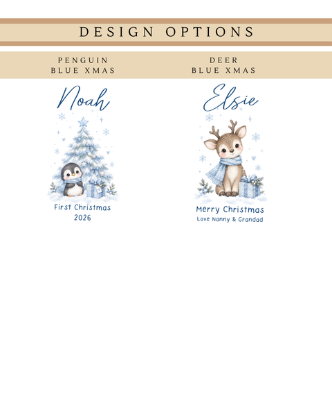 Personalised First Christmas Soft Toy – Reindeer, Bear, Deer or Penguin