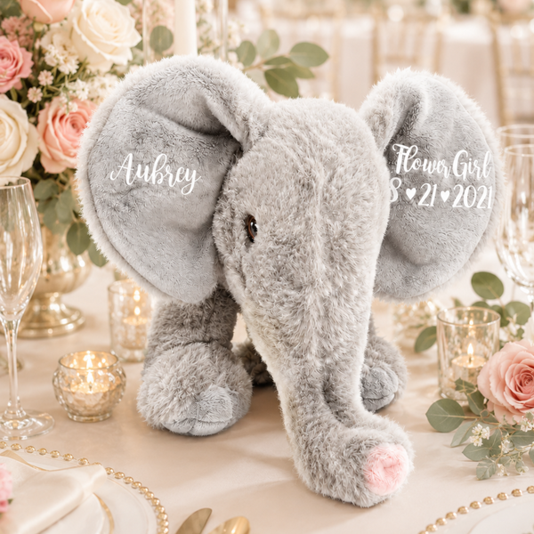 Regalo personalizado de elefante ecológico para regalos de niña de flores