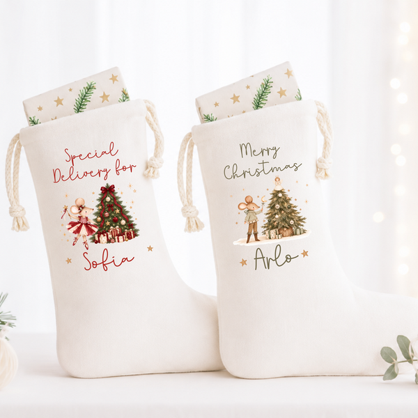 Personalised Baby’s First Christmas Mouse Stocking, Santa Sack or Set