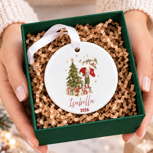 Personalised Ceramic Christmas Bauble – Name & Year Tree Decoration