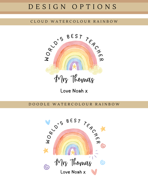 Personalised Rainbow Watercolour Teacher Thank You Gift