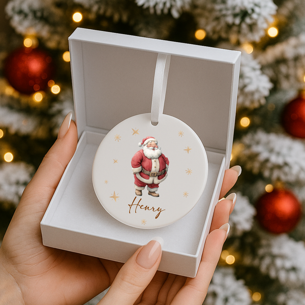 Personalised Christmas Santa Ceramic Hanging Bauble