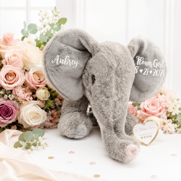 Regalo personalizado de elefante ecológico para regalos de niña de flores