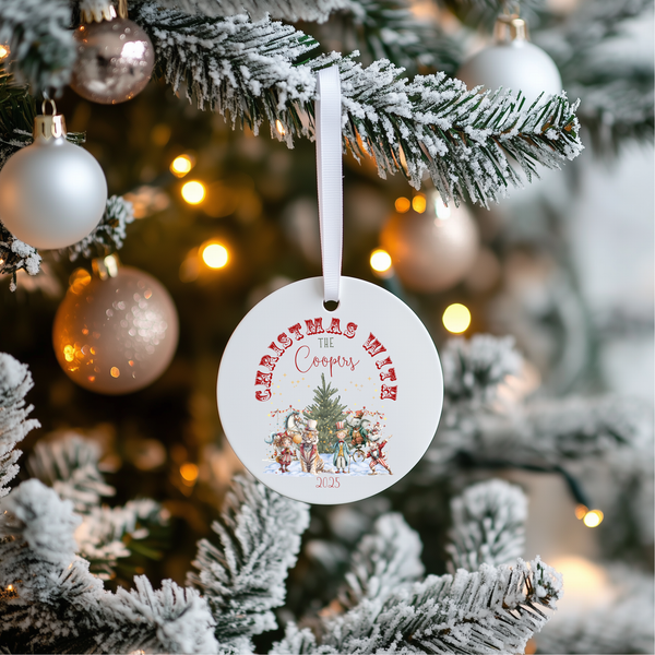 Personalised Circus Christmas Ornament – Custom Ceramic Hanging Decoration | Family Keepsake, Baby’s First Xmas, Festive Holiday Gift