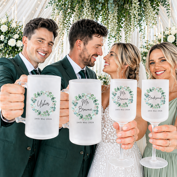 Personalised Wedding Beer & Wine Glass Gift Set