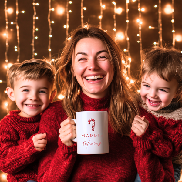 Personalised Christmas Candy Cane Mug