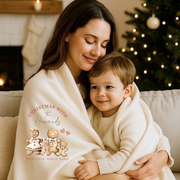 Personalised Gingerbread Family Christmas Cushion