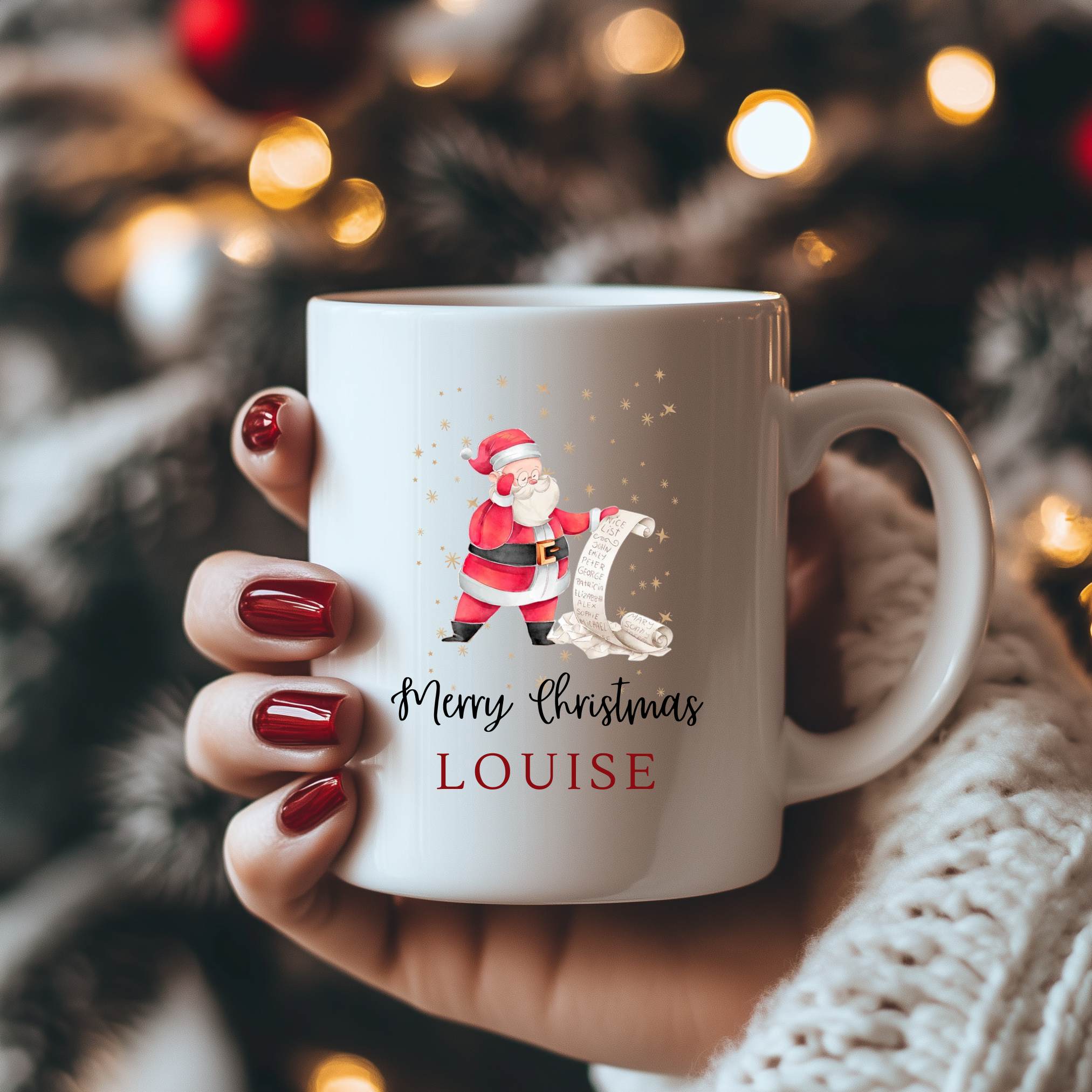 Personalised Christmas Santa Matching Family Mugs