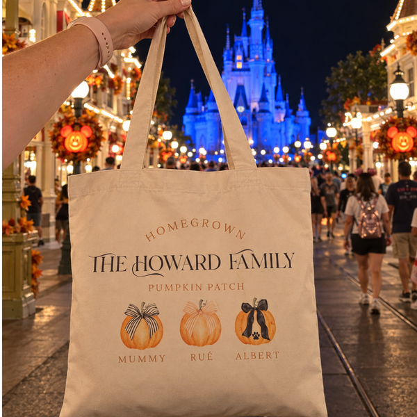 Personalised Pumpkin Family Tote Bag - Autumn & Fall Gifts