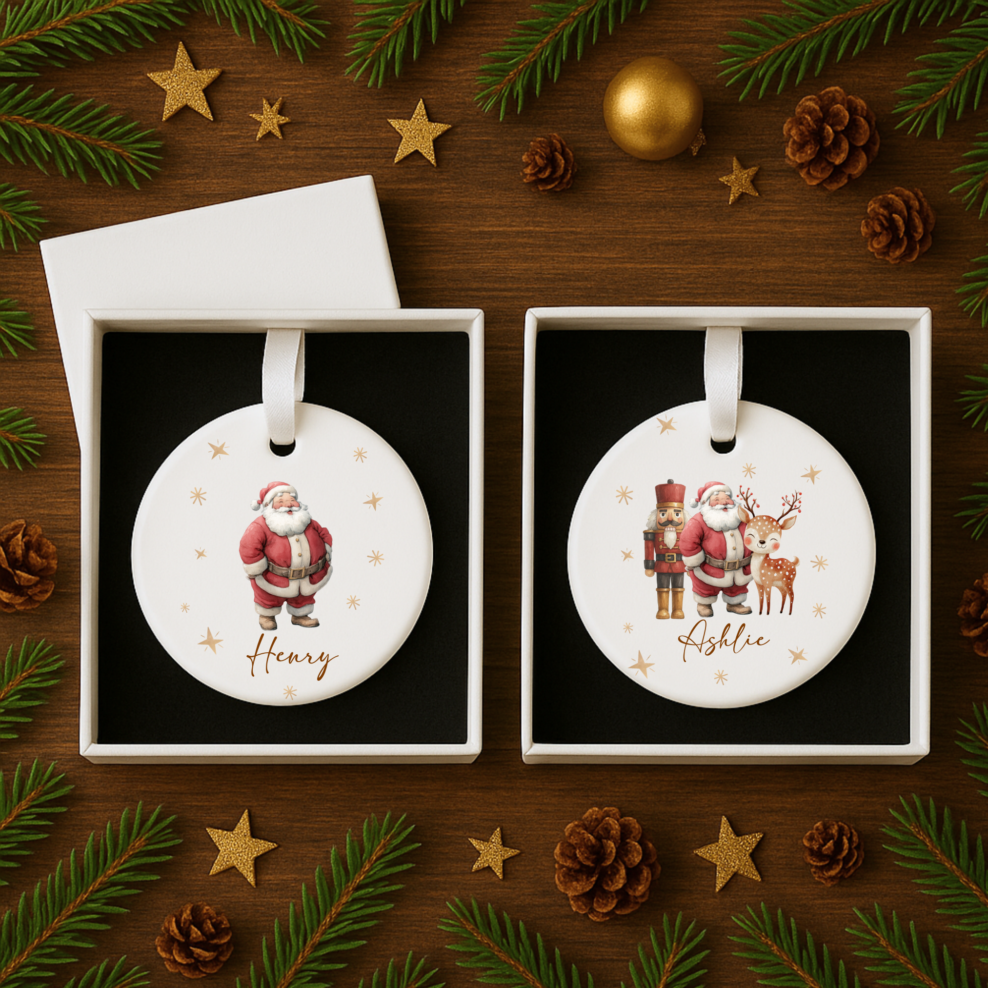 Personalised Christmas Santa Ceramic Hanging Bauble