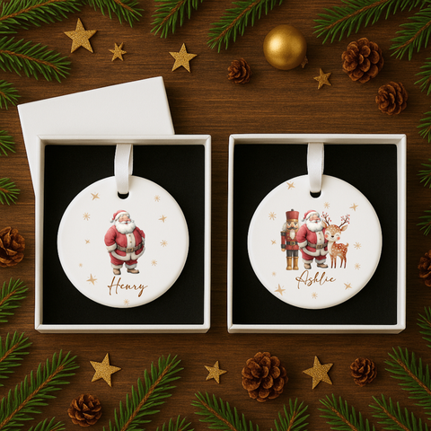 Personalised Christmas Santa Ceramic Hanging Bauble