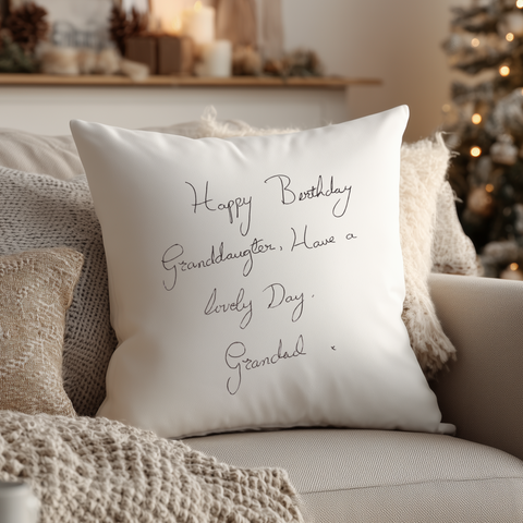 Personalised Handwritten Message Cushion & Throw Blanket