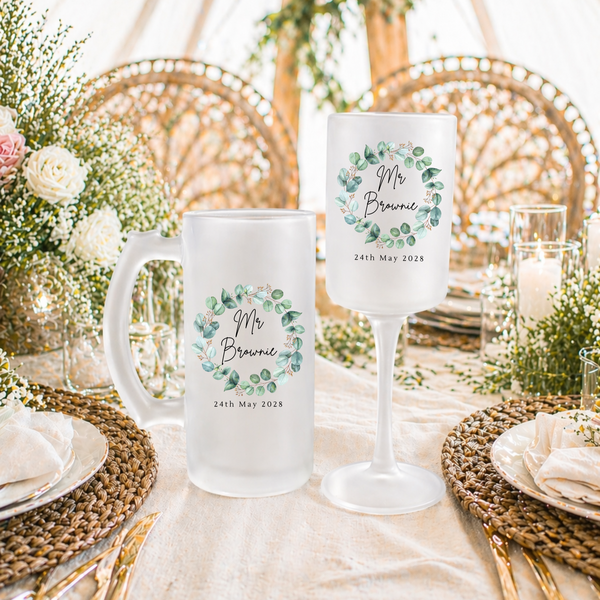 Personalised Wedding Beer & Wine Glass Gift Set