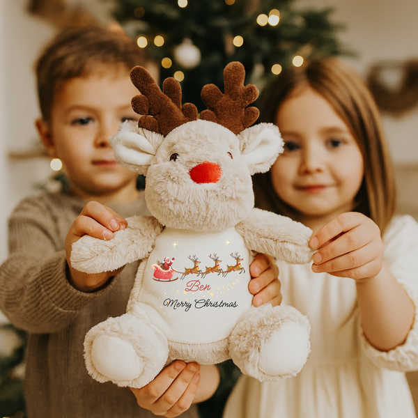 Personalised Christmas Reindeer Soft Toy - Gifts For Kids