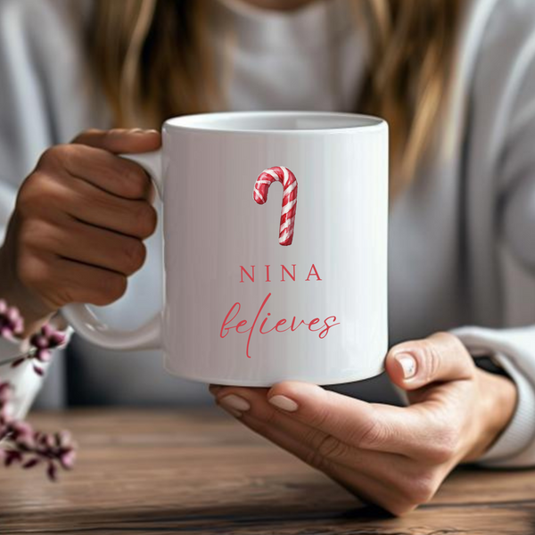 Personalised Christmas Candy Cane Mug