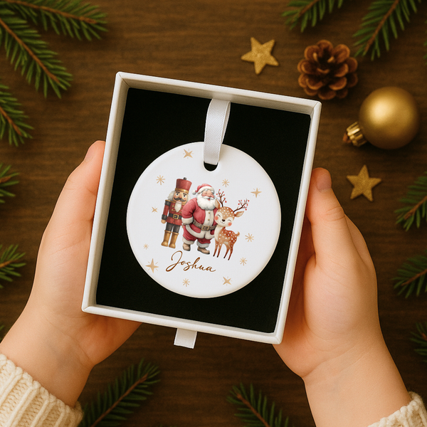 Personalised Christmas Santa Ceramic Hanging Bauble