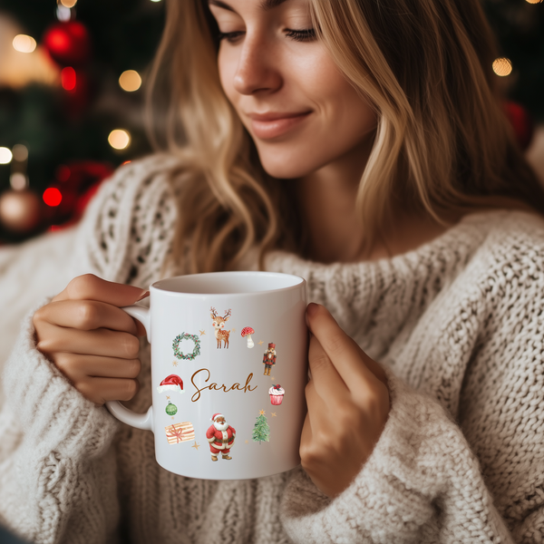 Personalised Christmas Santa Mug & Coaster