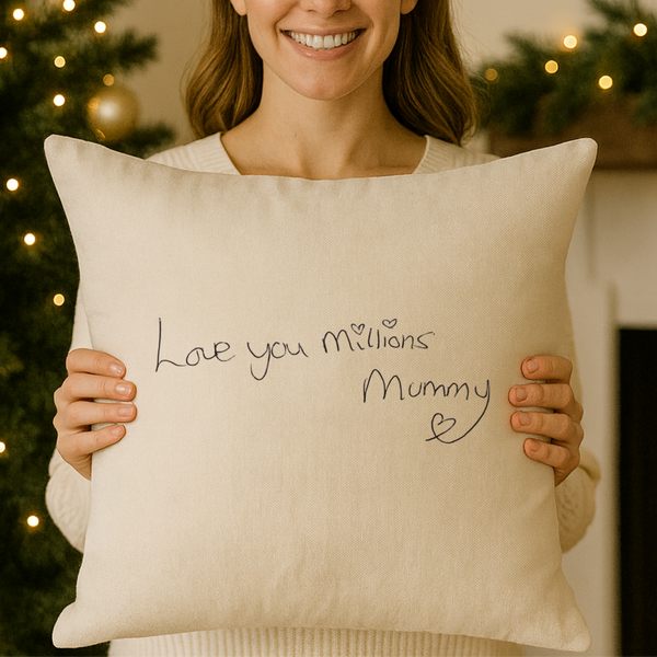Personalised Handwritten Message Cushion & Throw Blanket