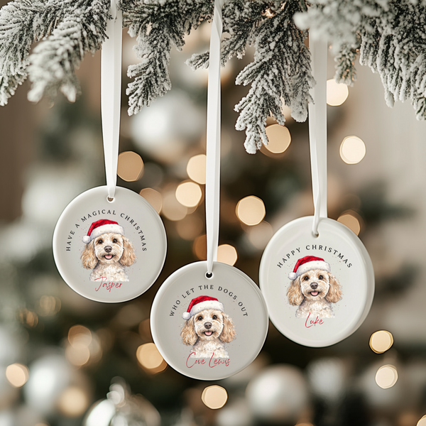 Personalised Cockapoo Christmas Ceramic Hanging