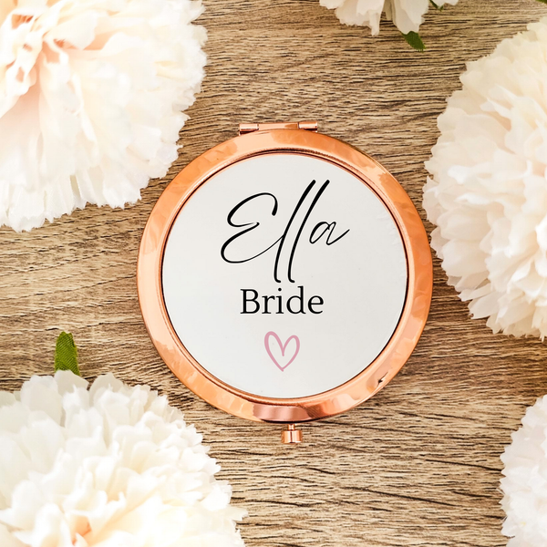 Personalised Compact Mirrors for Brides with Eucalyptus Wreath